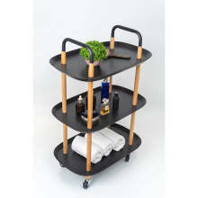 Boat Style Matt Black  3 Tier Rolling Trolley trolley cart